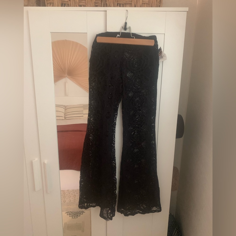 Lace print cover up pants
